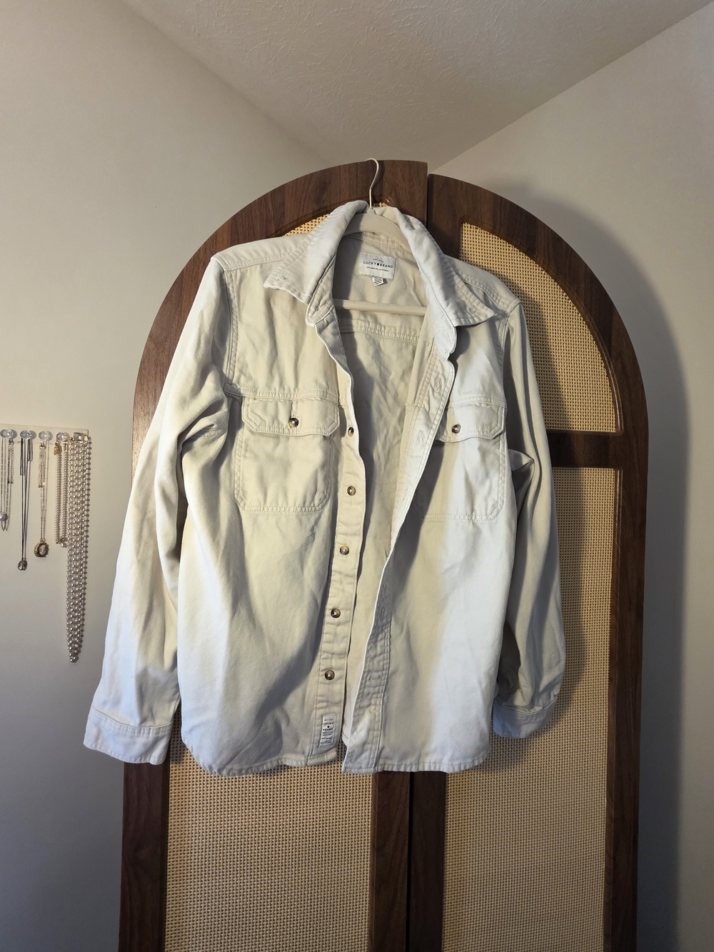 Lucky Brand Light Cream Button-Front Jean Jacket